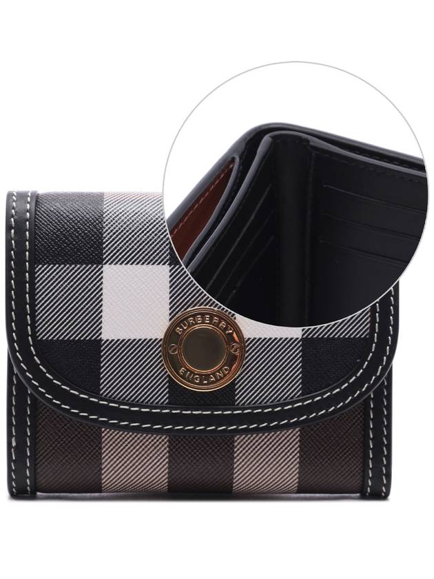 Check Print Leather Half Wallet Brown - BURBERRY - BALAAN 3