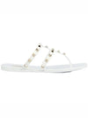 Rockstud Flat Rubber Flip Flops White - VALENTINO - BALAAN 3