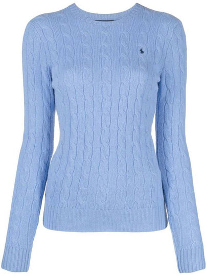 Pony Embroidered Logo Cable Knit Top Light Blue - POLO RALPH LAUREN - BALAAN 2