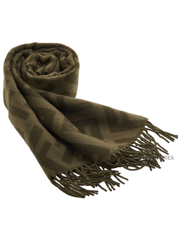 FF Motif Fringe Cashmere Scarf Green - FENDI - BALAAN 2