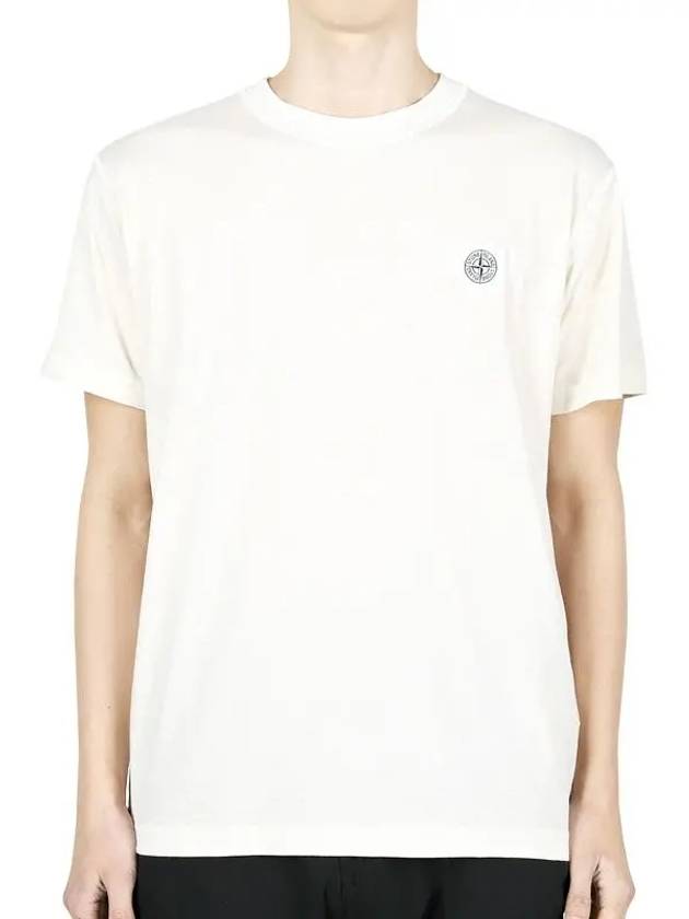 Logo Crew Neck Cotton Short Sleeve T-Shirt Ivory - STONE ISLAND - BALAAN 2