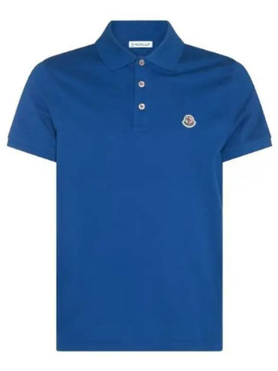 Logo Patch Polo Shirt Blue - MONCLER - BALAAN 2