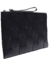 Intrecciato Weaving Strap Clutch Bag Black - BOTTEGA VENETA - BALAAN 4