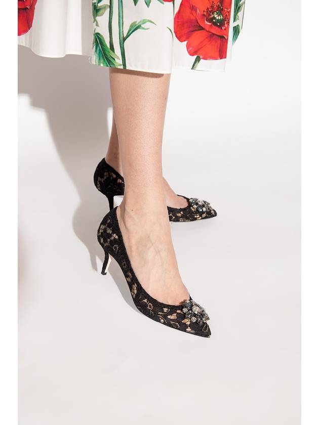 Brooch Lace Rainbow Pumps Heel Black - DOLCE&GABBANA - BALAAN 3