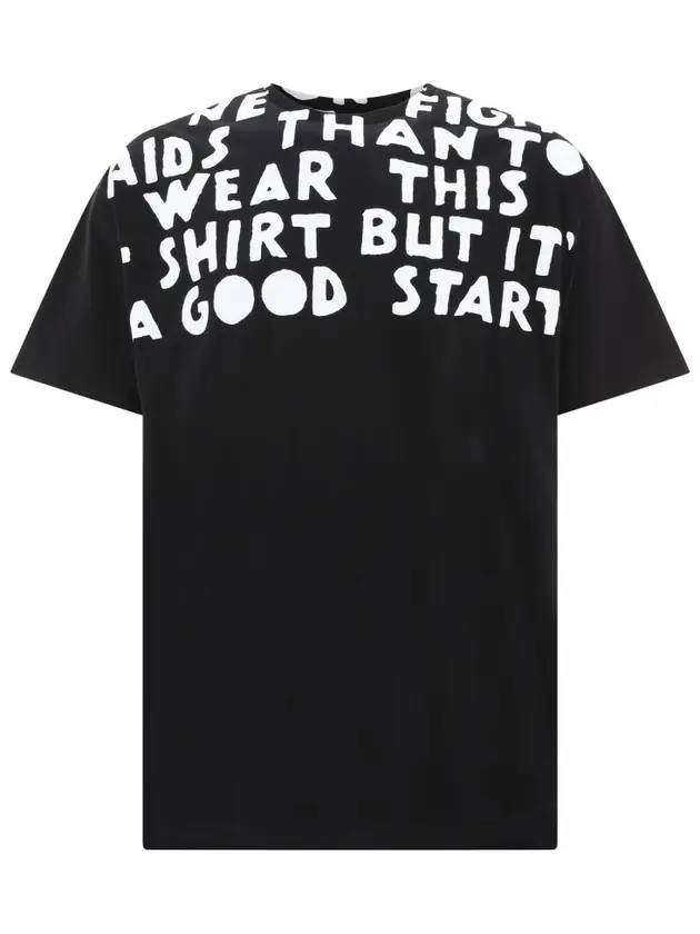 Slogan Lettering Cotton Short Sleeve T-Shirt Black - MAISON MARGIELA - BALAAN 1