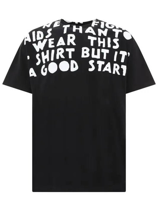 Men's Slogan Lettering Short Sleeve T-Shirt Black - MAISON MARGIELA - BALAAN.