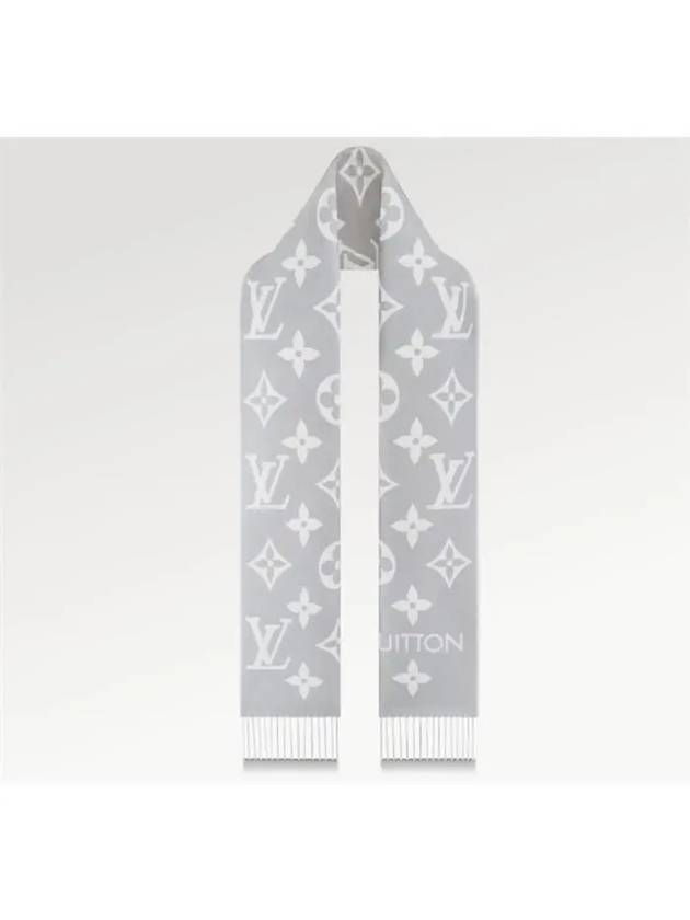 LV Essential Monogram Wool Scarf Light Grey - LOUIS VUITTON - BALAAN 3