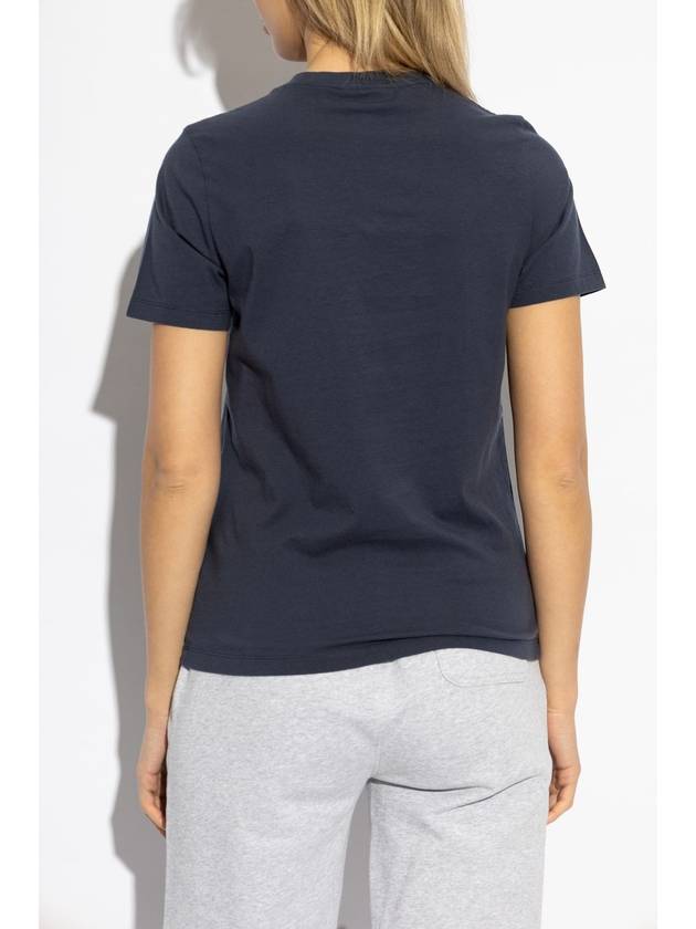 Maison Kitsuné T-shirt With Logo Patch, Women's, Navy Blue - MAISON KITSUNE - BALAAN 4