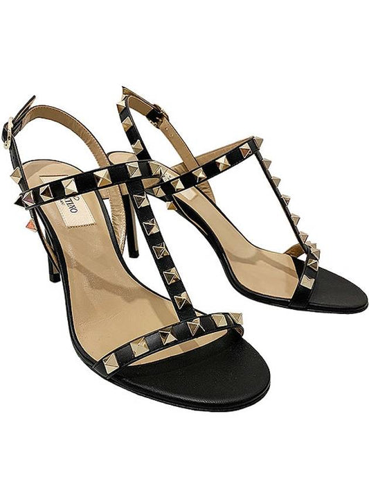 Women's Rockstud Metallic Sandal Heels Black - VALENTINO - BALAAN 2