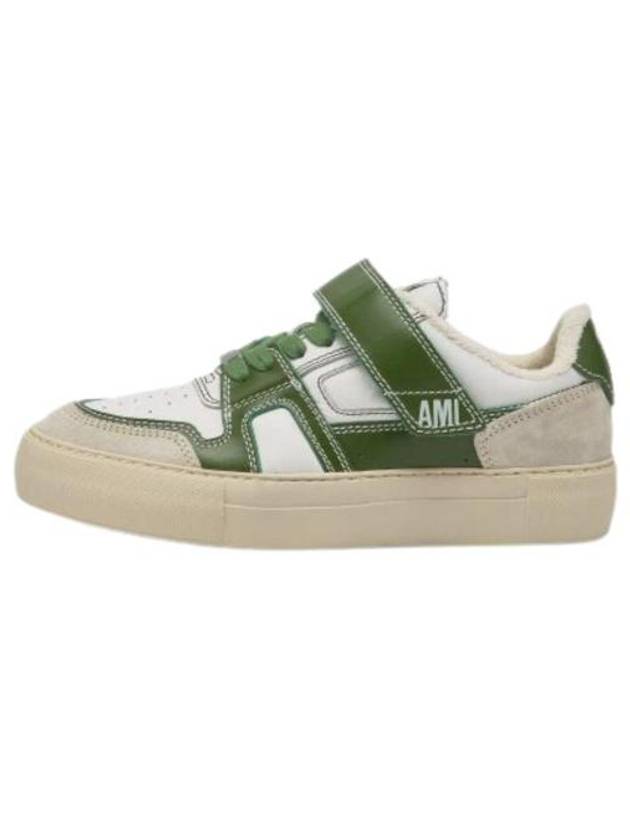 Logo Low Top Sneakers Green White - AMI - BALAAN 1