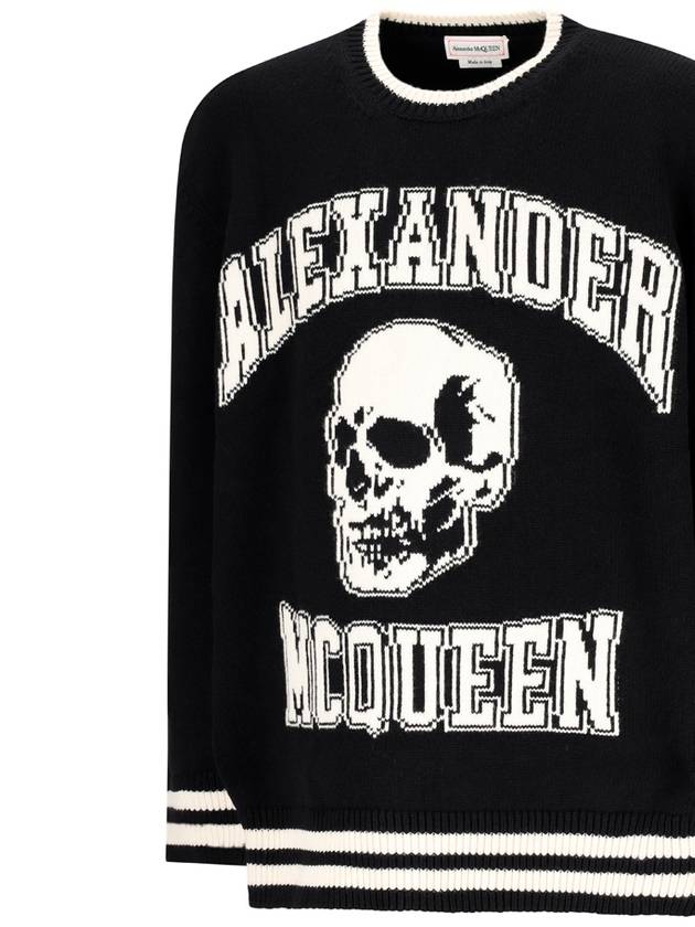 Skull Logo Print Wool Knit Top Black - ALEXANDER MCQUEEN - BALAAN 4