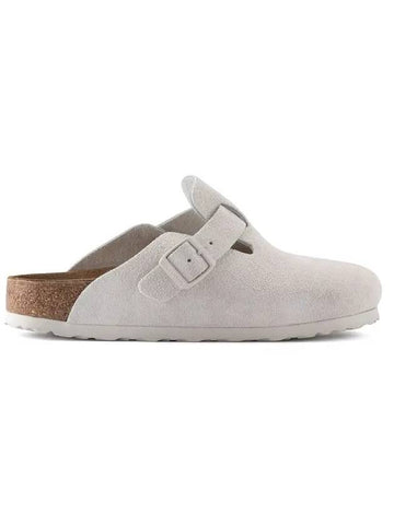 Boston Suede Mule Antique White MediumNarrow - BIRKENSTOCK - BALAAN 1