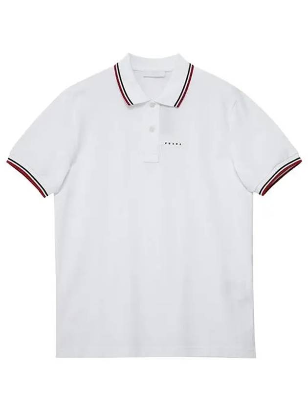 Logo Patch Polo Shirt White - PRADA - BALAAN 3