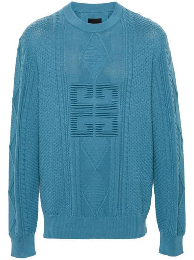 4G Cable Cotton Knit Top Blue - GIVENCHY - BALAAN 1