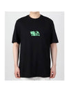 Graffiti Logo Print Cotton Short Sleeve T-Shirt Black - MSGM - BALAAN 1