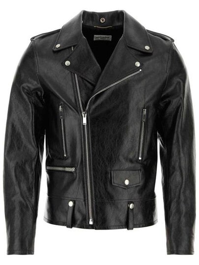 Classic Motorcycle Leather Jacket Black - SAINT LAURENT - BALAAN 2