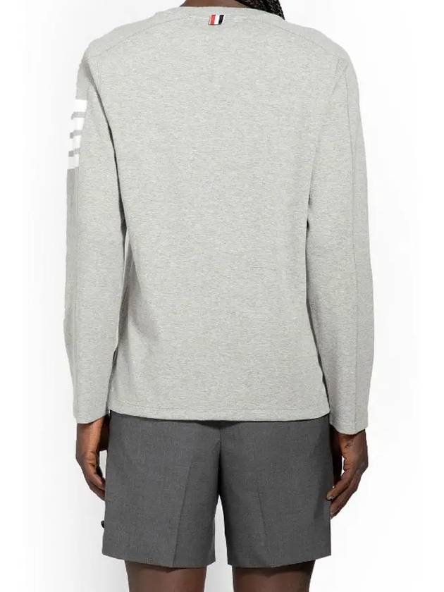 4-Bar Striped Cotton Long Sleeve T-Shirt Light Grey - THOM BROWNE - BALAAN 7