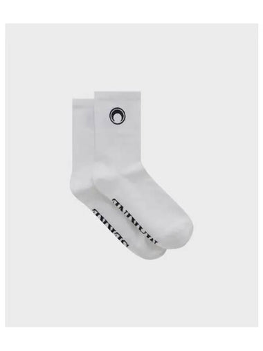 Women s moon logo ribbed jersey ankle socks white - MARINE SERRE - BALAAN 1