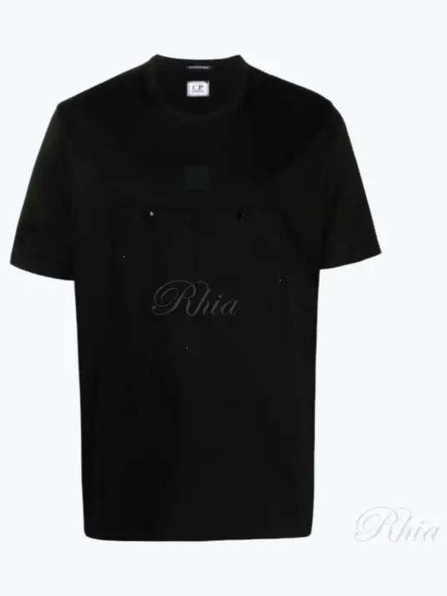 Mercerized Jersey Pocket Short Sleeve T-Shirt Black - CP COMPANY - BALAAN 2