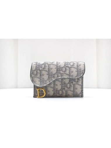 Oblique Saddle Bloom Flap Card Wallet Gray S5611CTZQ M932 - DIOR - BALAAN 1