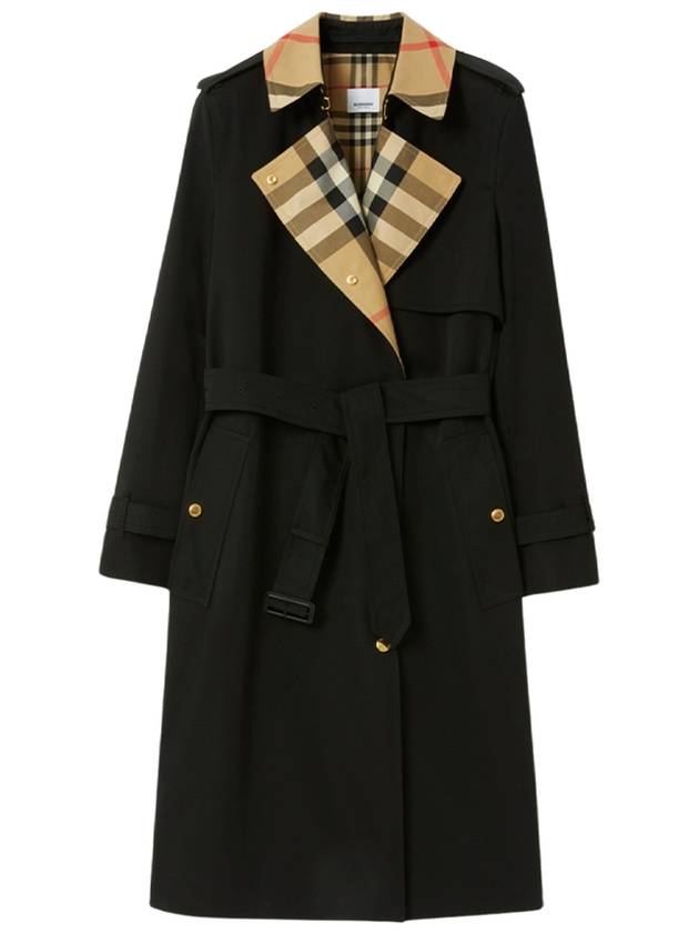 Check Panel Gabardine Trench Coat Black - BURBERRY - BALAAN 2