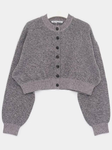 embossed logo wool mix cropped crew neck women s cardigan 4KC4243015 698A - ALEXANDER WANG - BALAAN 1