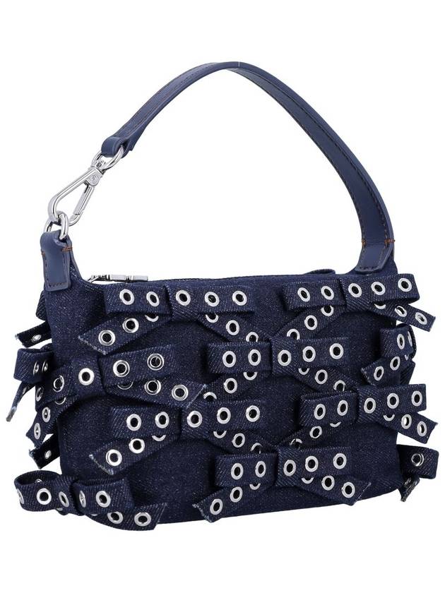 Ganni Denim Small Bow Eyelet Butterfly Pouch Bag - GANNI - BALAAN 2