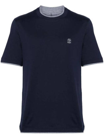 logo embroidery layered t-shirt M0B137427G - BRUNELLO CUCINELLI - BALAAN 1