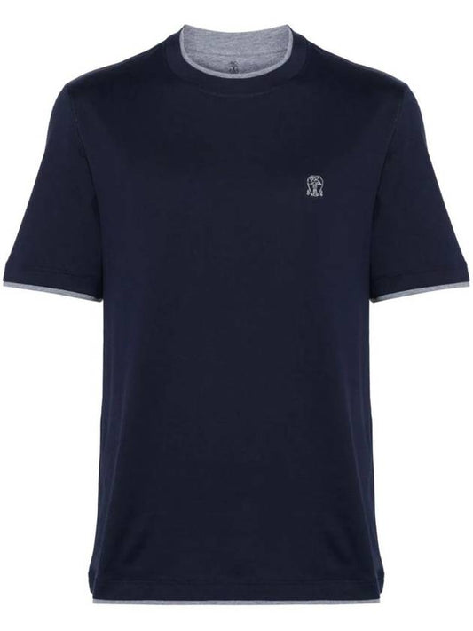 logo embroidery layered t-shirt M0B137427G - BRUNELLO CUCINELLI - BALAAN 1