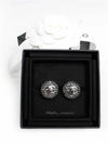 earrings metal resin diamante silver black crystal - CHANEL - BALAAN 10