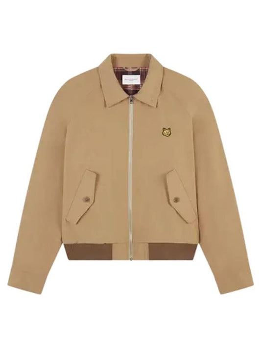 Harrington Technical Cotton Gabardine with Bold Fox Head Patch Jacket Beige - MAISON KITSUNE - BALAAN 2