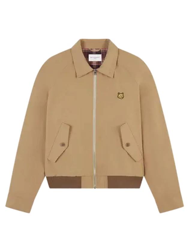 Harrington Technical Cotton Gabardine with Bold Fox Head Patch Jacket Beige - MAISON KITSUNE - BALAAN 3