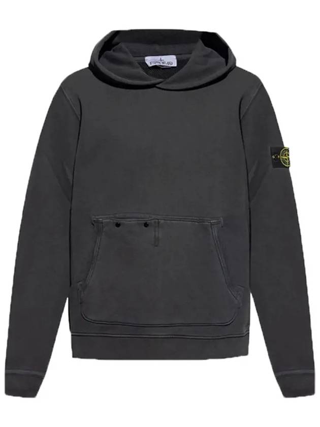 Old Effect Cotton Diagonal Fleece Hoodie Black - STONE ISLAND - BALAAN 3