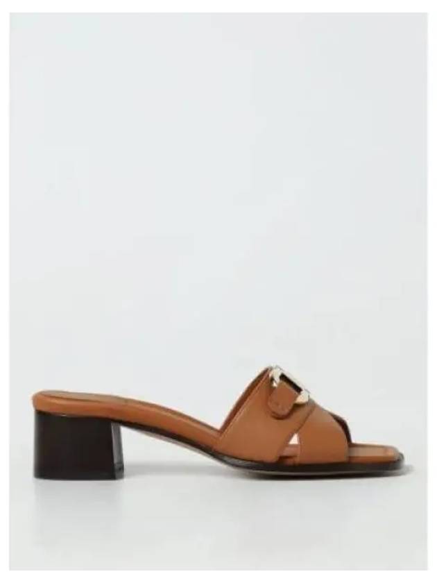 Gancini Ornament Slide Sandal Heels Brown - SALVATORE FERRAGAMO - BALAAN 2