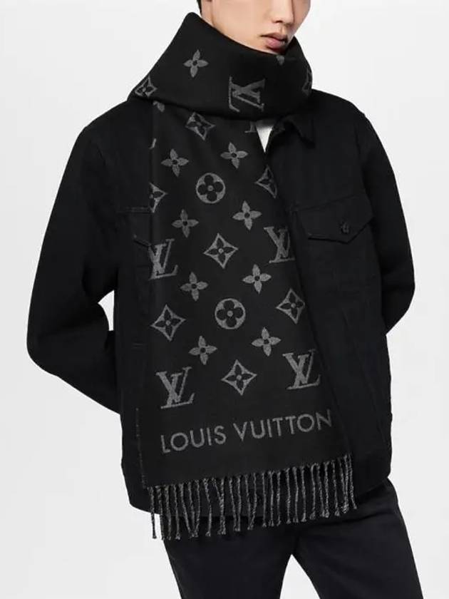 Monogram Wool Scarf Black - LOUIS VUITTON - BALAAN 3