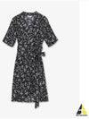 Floral Print V-Neck Wrap Midi Dress Black - GANNI - BALAAN 2