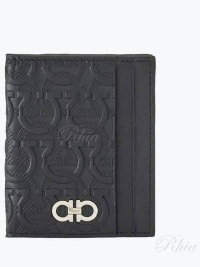 Embossed Logo Flap Gancini Card Wallet Black - SALVATORE FERRAGAMO - BALAAN 2