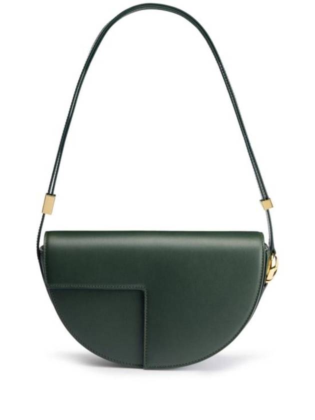 Logo Print Foldover Leather Shoulder Bag Bottle Green - PATOU - BALAAN 1