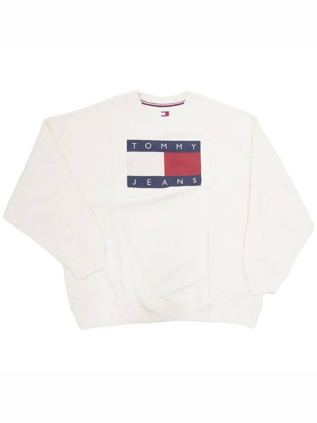 Flag Oversized Fit Sweatshirt Ancient White - TOMMY HILFIGER - BALAAN 2