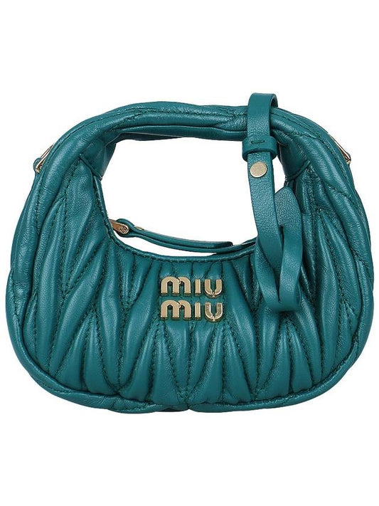 Wander Matelasse Micro Nappa Leather Hobo Mini Bag Green - MIU MIU - BALAAN 2