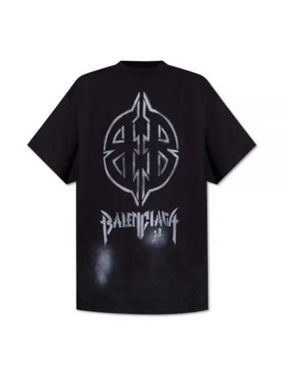 Metal BB Stencil Cotton Short Sleeve T-Shirt Black - BALENCIAGA - BALAAN 2