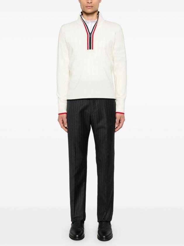 Half zip wool knit top white - THOM BROWNE - BALAAN 6