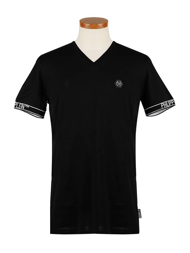 Jacquard Logo Lettering Cotton Short Sleeve T-shirt Black - PHILIPP PLEIN - BALAAN 2