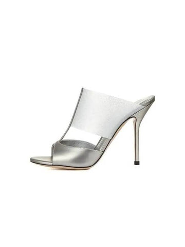 Women s Glitter Strap High Heel Mules Steel Gray - GIORGIO ARMANI - BALAAN 1