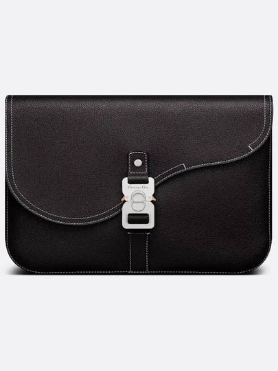 Saddle A4 Grained Calfskin Pouch Black - DIOR - BALAAN 2