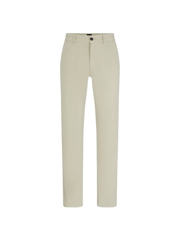 Slim Fit Stretch Cotton Satin Chino Straight Pants Light Beige - HUGO BOSS - BALAAN 1