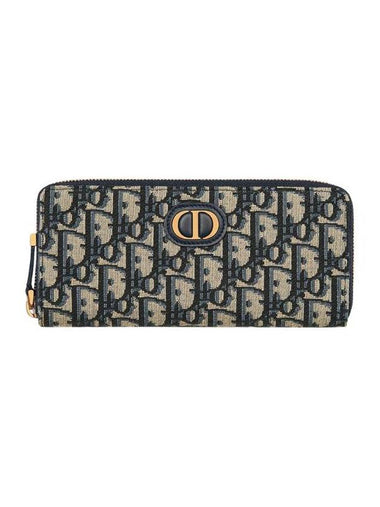 30 Montaine Voyager Slim Jacquard Long Wallet Blue Oblique - DIOR - BALAAN 1