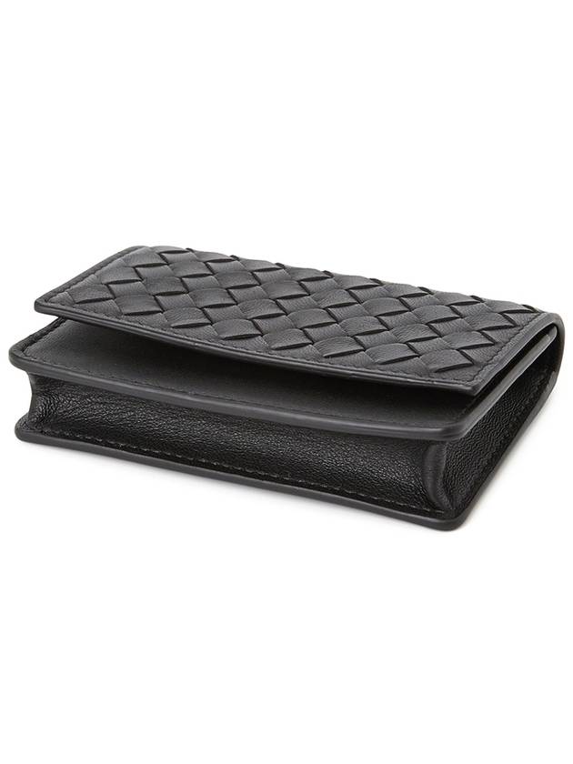 Intrecciato Leather Card Wallet Black - BOTTEGA VENETA - BALAAN 4