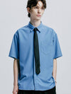 Slim tie set fine twill tip half shirt sky blue - S SY - BALAAN 1