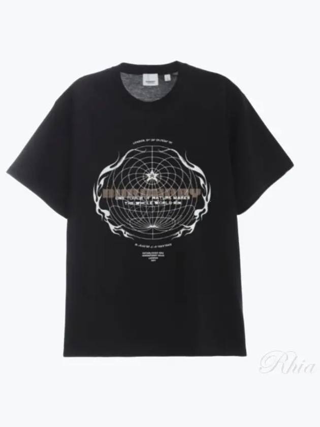 Graphic Print Overfit Cotton Short Sleeve T-Shirt Black - BURBERRY - BALAAN 2